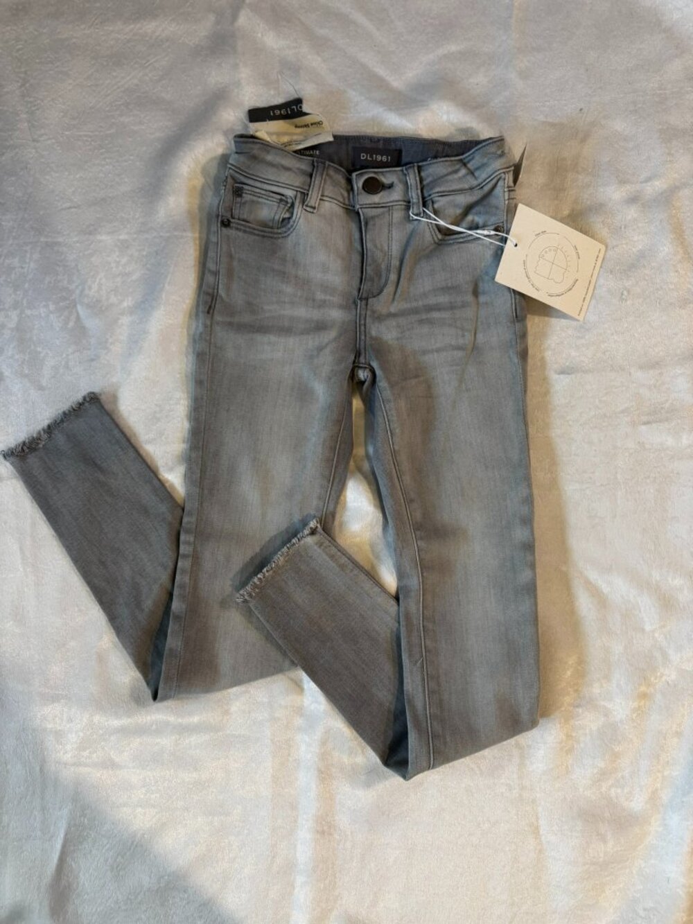 NWT Girls DL1961 "Chloe Skinny" Grey Frayed Hem Skinny Jeans